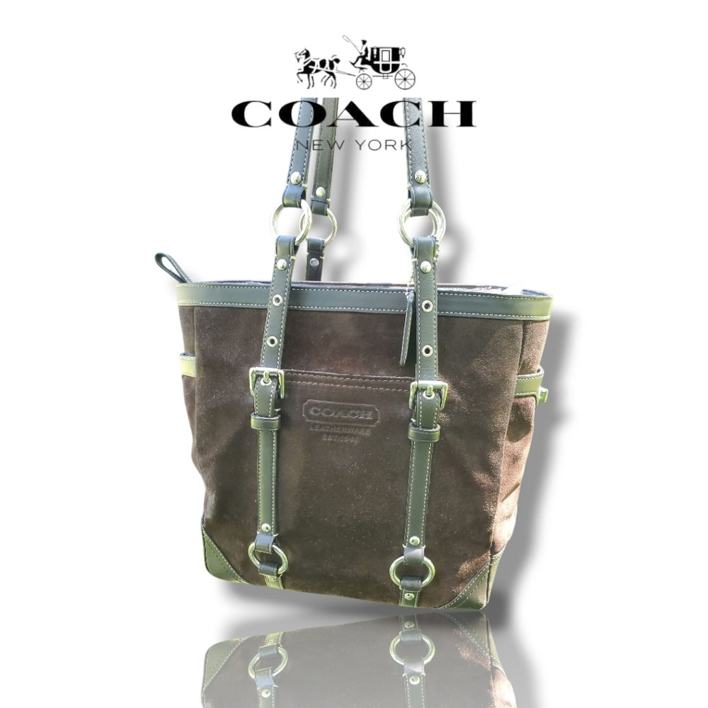 Coach F12834 Y2K Gallery Lunch Tote Chocolate Brown Suede Shoulder Bag - Picture 5 of 15